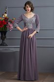 Robe mère de mariée longue de col en v avec perle de fourreau fermeutre eclair