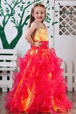 Vestido de Floristas de Corte-A de Abalorio de Volante de Flores