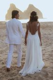 Vestido de Novia de Natural de Maravilloso de Plisado de Playa