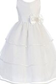 Empire Taille A-Linie Ärmellos Reißverschluss knöchellanges Blumenmädchenkleid