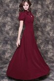 Chiffon kurze Ärmeln Hoher Kragen Vintage prächtiges schlichtes Brautjungfernkleid