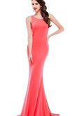 Enganliegendes Chiffon langes bodenlanges Brautjungfernkleid mit Reißverschluss mit Perlen