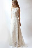 Robe de mariée elégant romantique avec zip col ras du cou ligne a