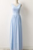 Abito da Damigella Cerniera Semplice in Chiffon Elegante con Increspature Lungo