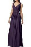 Robe demoiselle d'honneur avec chiffon a-ligne v encolure bretelles spaghetti ruché