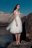 Abito da Sposa in Pizzo con Applique A-Line in pizzo al ginocchio Cappellino