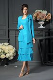 Robe mère de mariée naturel encolure ronde avec chiffon arrivée au mollet ligne a