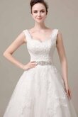 Abito da Sposa in pizzo lusso V-Scollo con Fusciacca con Perline con Nastro
