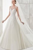 Clasico Vestido de Novia en Encaje de Espalda con ojo de cerradura de Sin mangas