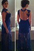 Sencillo Vestido de Fiesta en Encaje de Botón de Apliques de Encaje Adorno