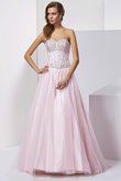 Duchesse-Linie Normale Taille Perlenbesetztes Bodenlanges Quinceanera Kleid aus Satin