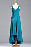 A-Linie Reißverschluss Bateau plissiertes knielanges Brautjungfernkleid aus Chiffon