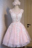Abito Homecoming Allacciato conservatore in pizzo Vintage Semplice con Fusciacca