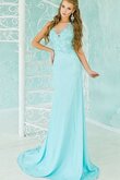Robe de bal longueru au niveau de sol avec perle avec manche courte ligne a avec chiffon
