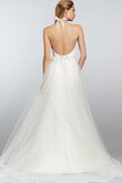 Abito da Sposa Spazzola Treno in Pizzo A-Line Schiena Nuda in Tulle con Nastro