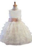 Robe de cortège enfant courte avec fleurs textile en tulle ligne a de princesse