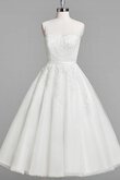 Robe de mariée plissage textile en tulle de col en v longueur mollet avec sans manches