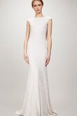 Robe de mariée elégant étoilé facile gaine manche nulle