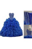 Organza Herz-Ausschnitt langes Quinceanera Kleid mit Bordüre mit Rüschen