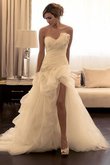 Abito da Sposa Ball Gown Cuore in Organza Spazzola Treno Senza Maniche