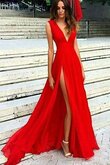Robe de bal simple ouverture frontale avec zip a-ligne longueur au ras du sol