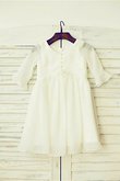 Robe de cortège enfant naturel ligne a avec manche longue de princesse avec chiffon