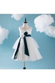Abito da Cerimonia Bambini A-Line con Piega con Seghettato in Organza con Perline con Fiore