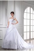 Abito da Sposa con Applique Alta Vita Lungo in Organza Senza Maniche