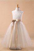 Abito da Cerimonia Bambini Ball Gown Lungo in Tulle A Terra Naturale