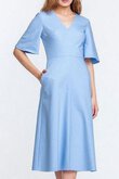 Satin A-Line normale Taille knielanges Brautmutterkleid mit halben Ärmeln