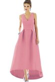 Vestido de Dama de Honor de Corte-A de Cremallera de Alto Bajo de Escote en V