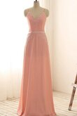 A-Line V-Ausschnitt Spaghetti Träger Satin Spitze Brautjungfernkleid mit Bordüre