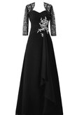 Perlenbesetztes Chiffon Herz-Ausschnitt halbe Ärmeln bodenlanges prächtiges Ballkleid