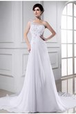 Abito da Sposa Principessa Senza Maniche in Chiffon Allacciato Lunghi