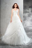 Clasico Vestido de Novia de Largo de Escote de Tirantes Espaguetis de Cremallera