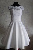 Robe de mariée nature simple col en v foncé avec perle avec manche épeules enveloppants