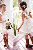 Robe de cortège enfant gracieux avec chiffon de princesse encolure en carré naturel