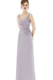Robe demoiselle d'honneur longue de col en v collant ruché