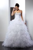 Clasico Vestido de Novia de Corte Evasé en Organza de Escote Corazón