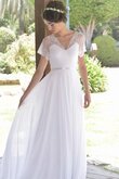 Robe de mariée facile discrete en chiffon avec décoration dentelle ceinture en étoffe