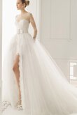 Abito da Sposa a Chiesa Pudica V-Scollo A-Line sensuale con Increspature
