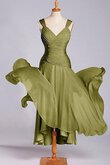 Robe demoiselle d'honneur v encolure ligne a en chiffon fermeutre eclair de lotus