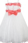 Quadrat Ausschnitt Ärmelloses Blumenmädchenkleid mit Perlen mit Empire Taille
