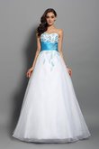 Herz-Ausschnitt Satin Ärmelloses Sittsames Quinceanera Kleid mit Empire Taille