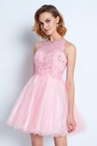 Normale Taille Ärmelloses Prinzessin Mini Cocktailkleid mit Rüschen