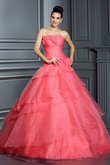 Abito Quinceanera Ball Gown con Fiore Senza Maniche Lunghi A Terra