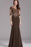 Enges Spitze drei viertel Länge Ärmeln normale Taille bodenlanges Ballkleid mit Applikation