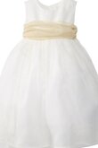 A-Line Ärmellos Empire Taille bodenlanges Blumenmädchenkleid aus Tüll