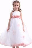Ärmelloses A-Line Blumenmädchenkleid mit Blume