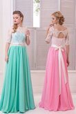 A-Linie Chiffon Perlenbesetztes natürliche Taile bodenlanges Ballkleid mit Sweep zug